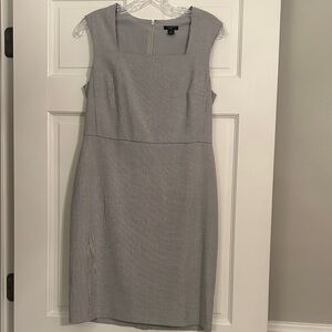 Ann Taylor petite Blue White Seersucker Sleeveless Dress